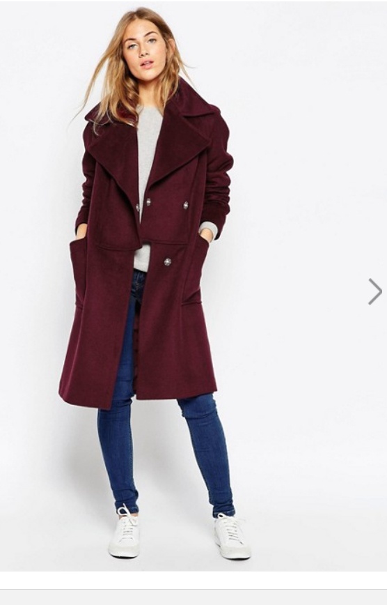 Пальто бордовое Асос размер UK10 (EU 38/US 6) ASOS Coat in Oversized Fit with Panelled Collar