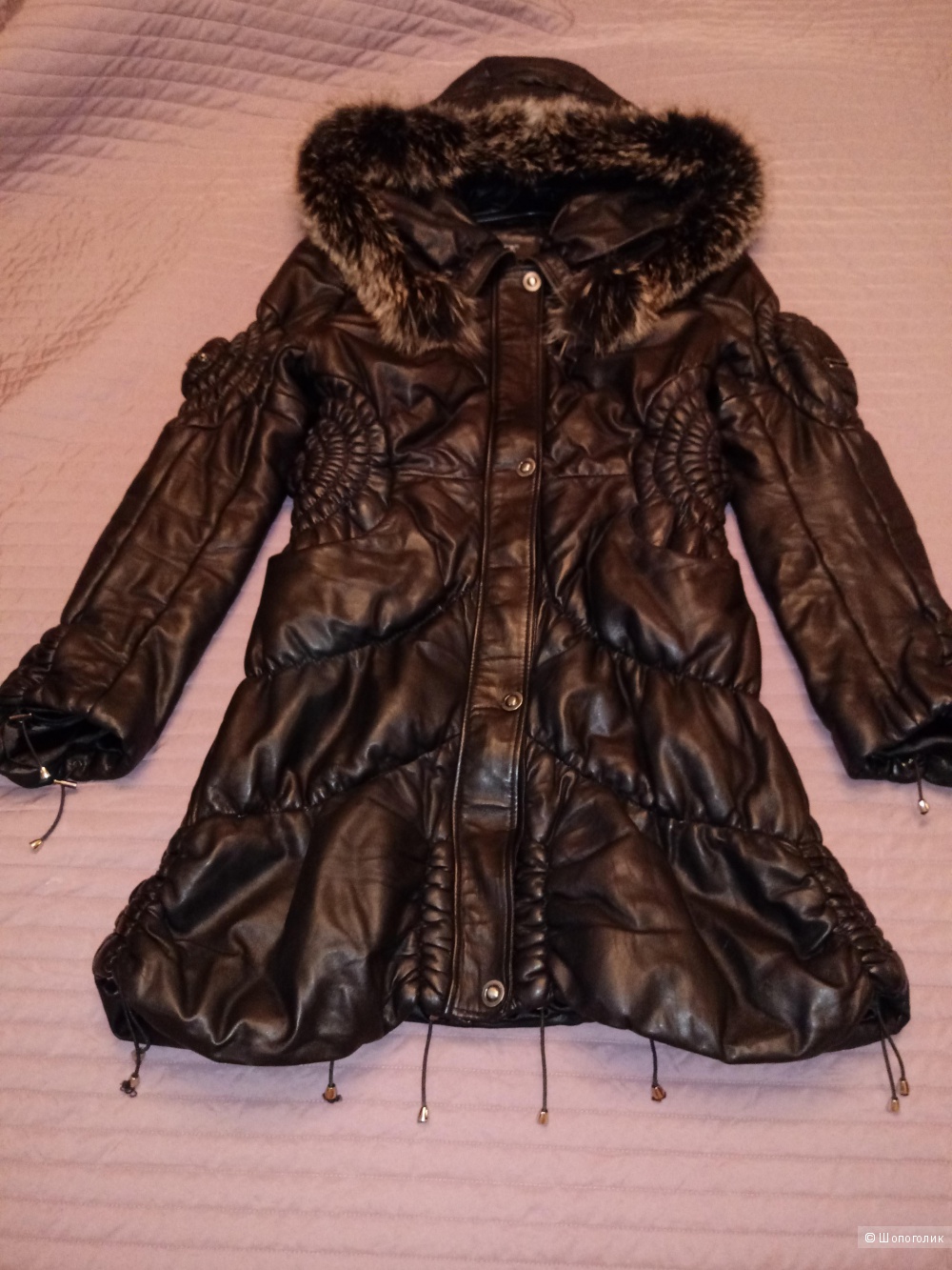 Кожаное пальто размер L-XL