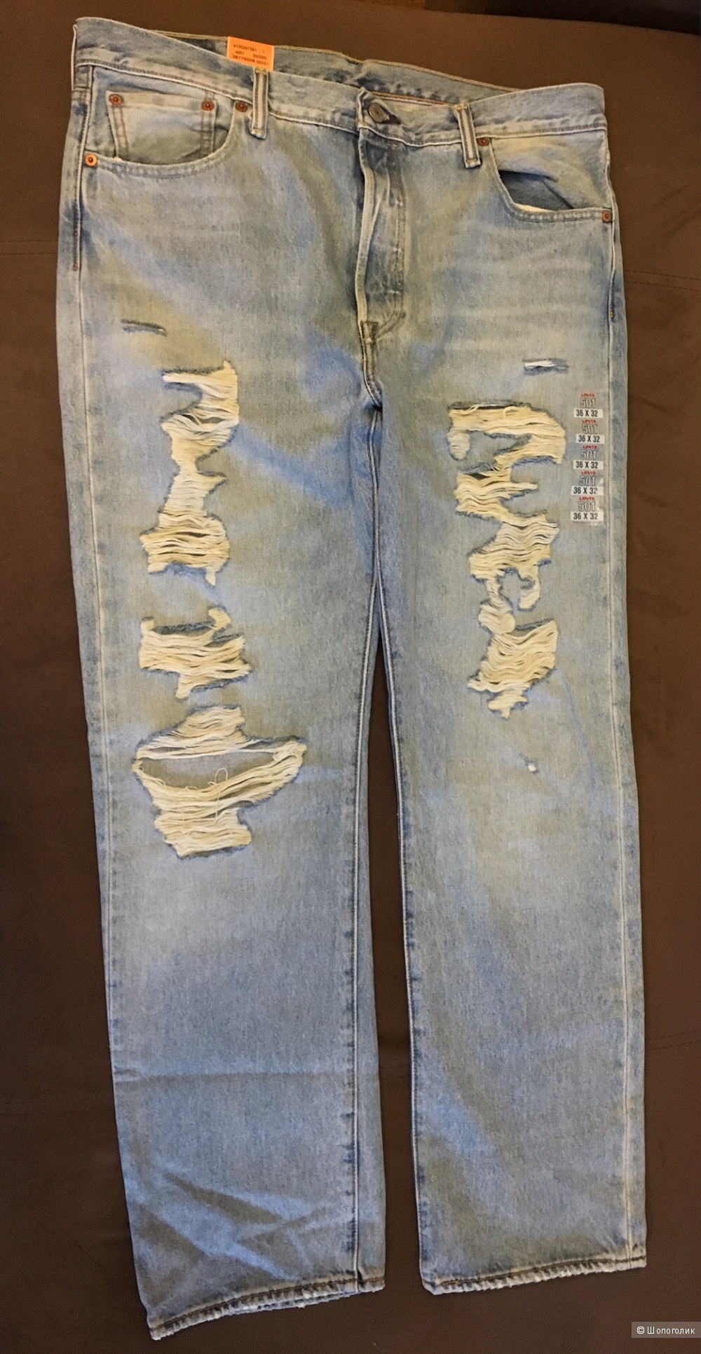 Джинсы мужские Levi's Men's 501 Original-Fit Jean Distressed Straight Leg W36 L32