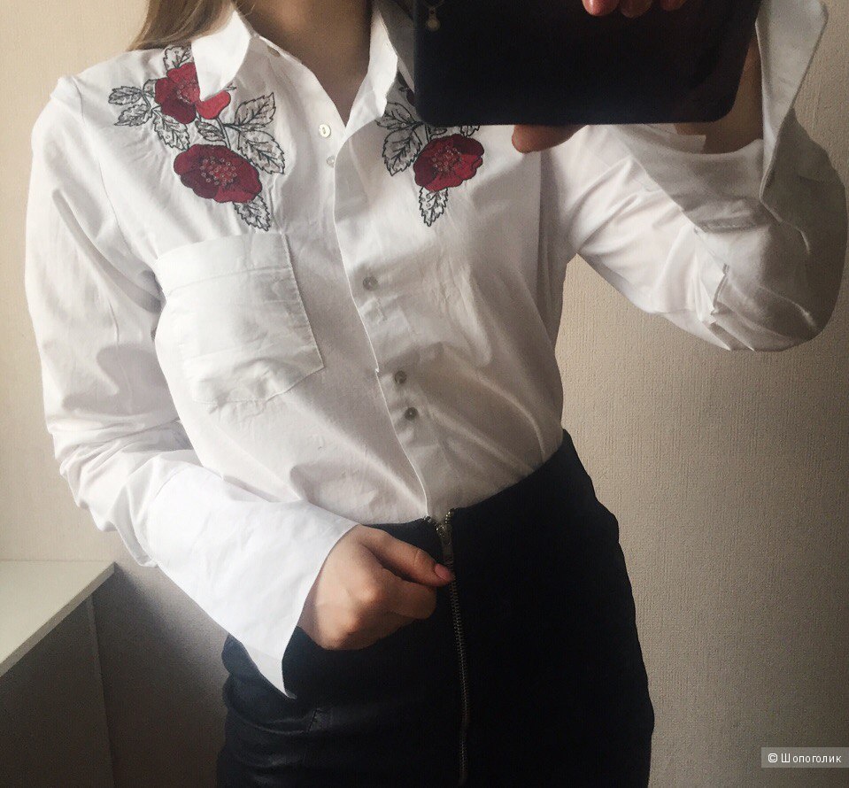 Хлопковая рубашка Zara, XS (40-42)