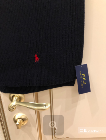 Темно-синий шарф в рубчик из мериносовой шерсти Polo Ralph Lauren
