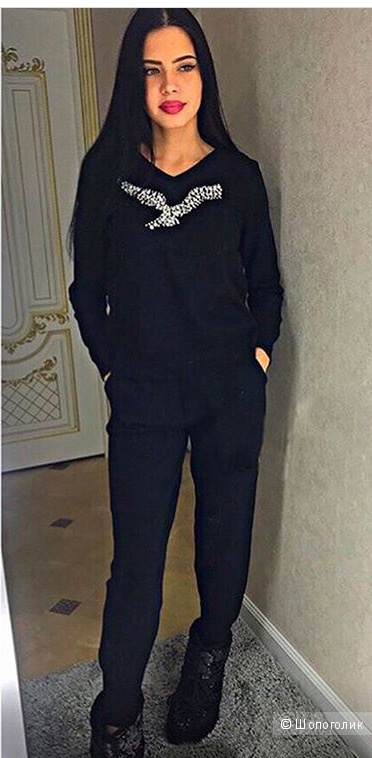 Костюм двусторонний черный вязаный Птица Chanel, onesize