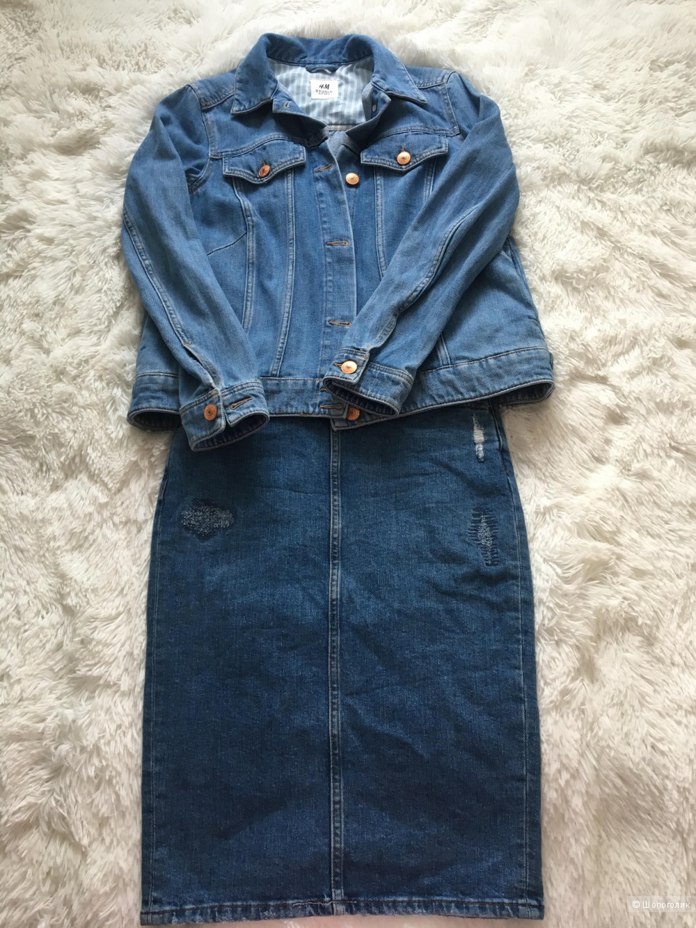 Комплект джинсовка H&M, размер S+Юбка Denim co, размер S