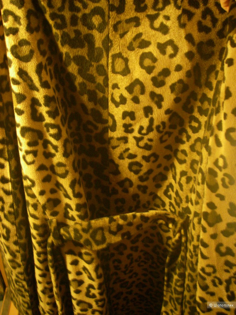 Пальто весна-осень велюровое под леопарда, Sense, размер 44-46