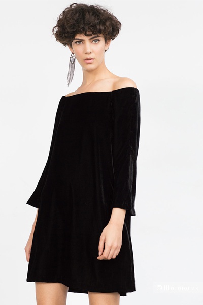 Бархатное платье Zara Basic (M)