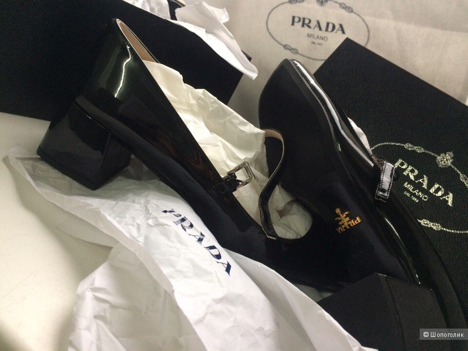 Туфли лак+кожа Prada 39,5-40