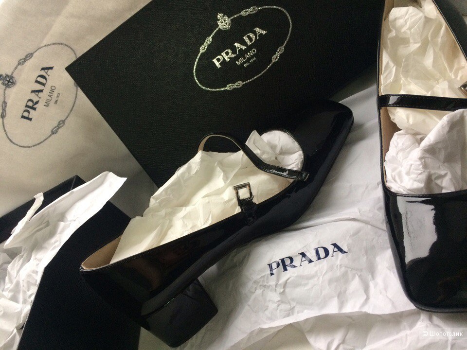 Туфли лак+кожа Prada 39,5-40
