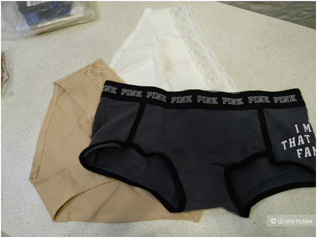 Хлопковые трусики Victoria`s Secret 2шт маркировка М и 1шт PINK (комплект из 3х шт)