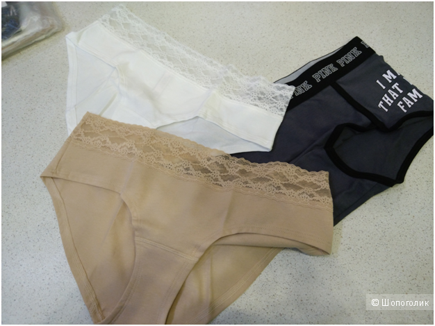 Хлопковые трусики Victoria`s Secret 2шт маркировка М и 1шт PINK (комплект из 3х шт)