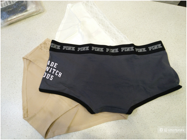 Хлопковые трусики Victoria`s Secret 2шт маркировка М и 1шт PINK (комплект из 3х шт)