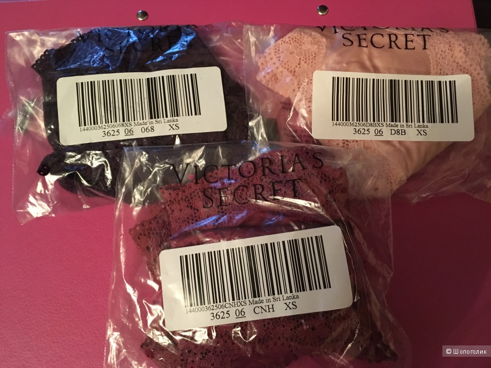 Трусики Victoria's Secret Very Sexy Lace-Trim Cheeky Panty, размер XS (сет из 3 штук)