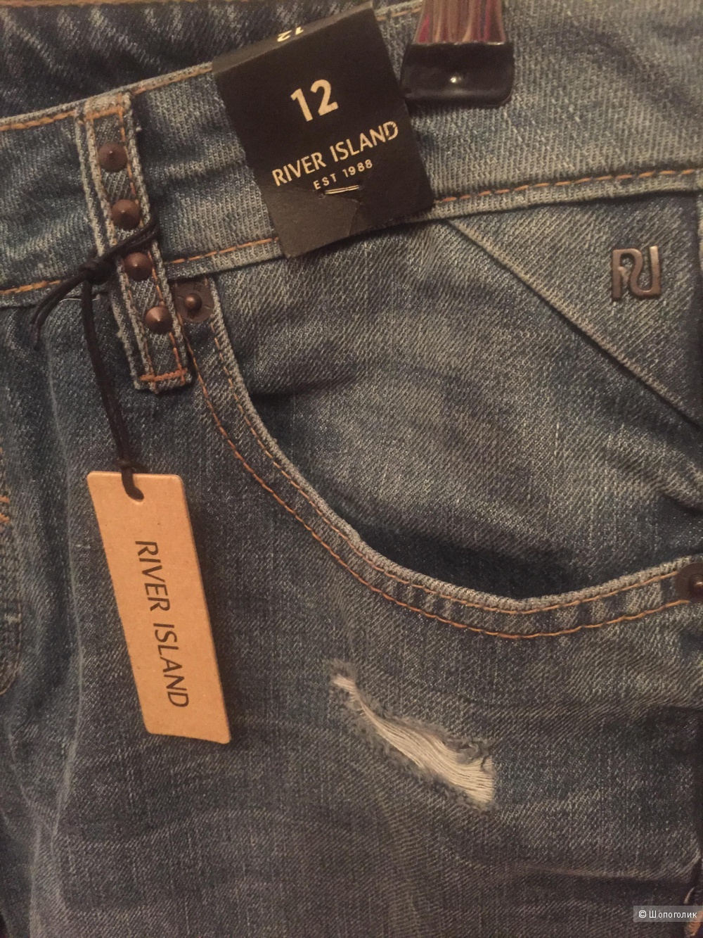 Джинсовые шорты River Island. UK12 44 - 46 размер