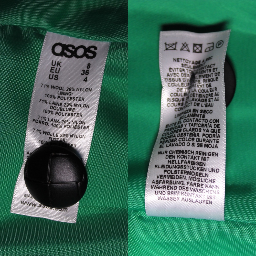Зеленое пальто ASOS, размер UK8 (42)
