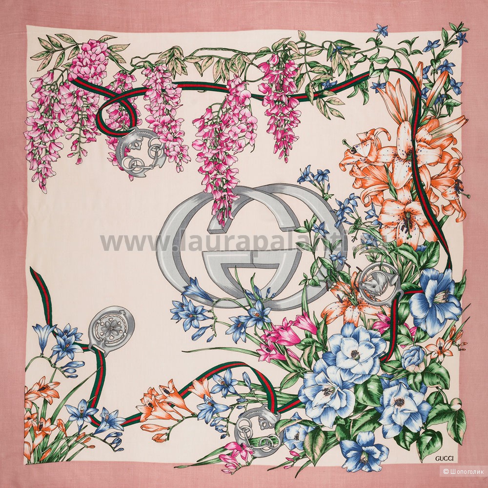 Платок Gucci Flora, 90*90 см.