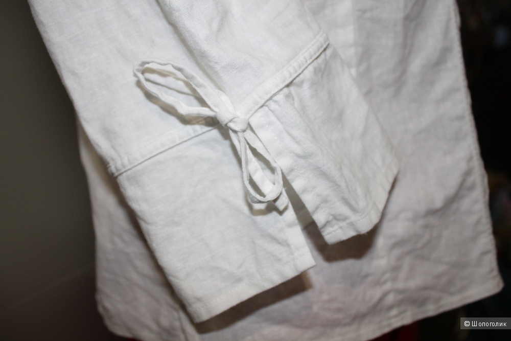 Белая льняная блуза, размер 46-48-50