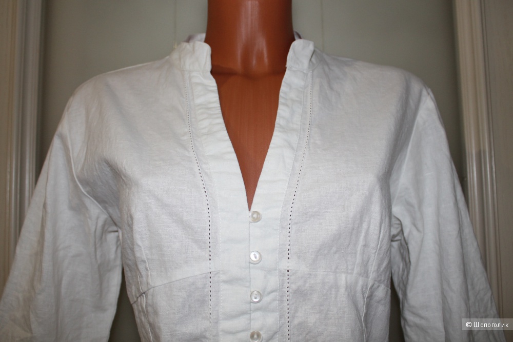 Белая льняная блуза, размер 46-48-50