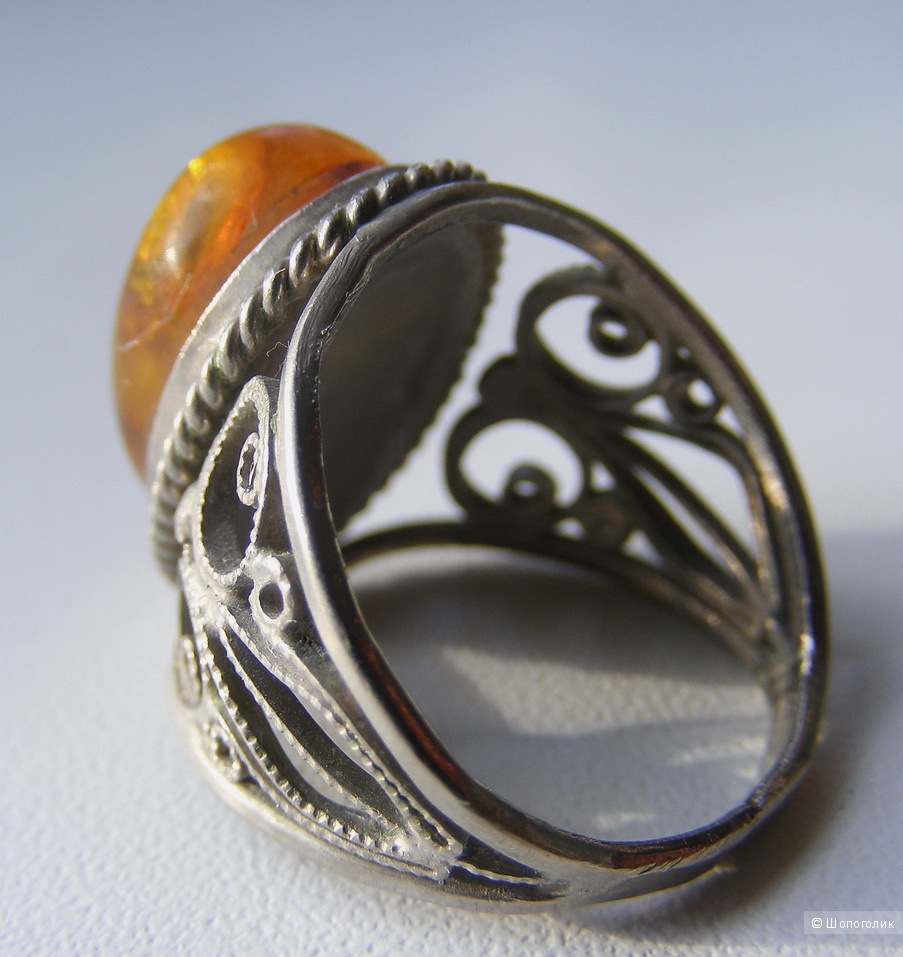 Кольцо с янтарём размер 18-18,5