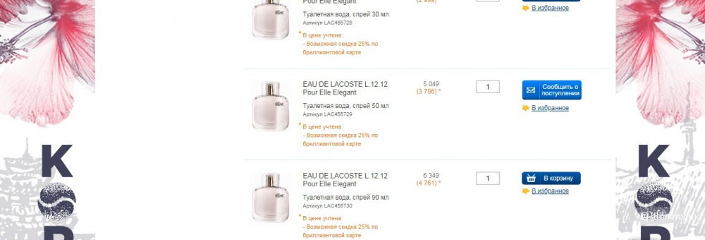 Туалетная вода жен. EAU DE LACOSTE POUR ELLE ELLEGANT .90 мл