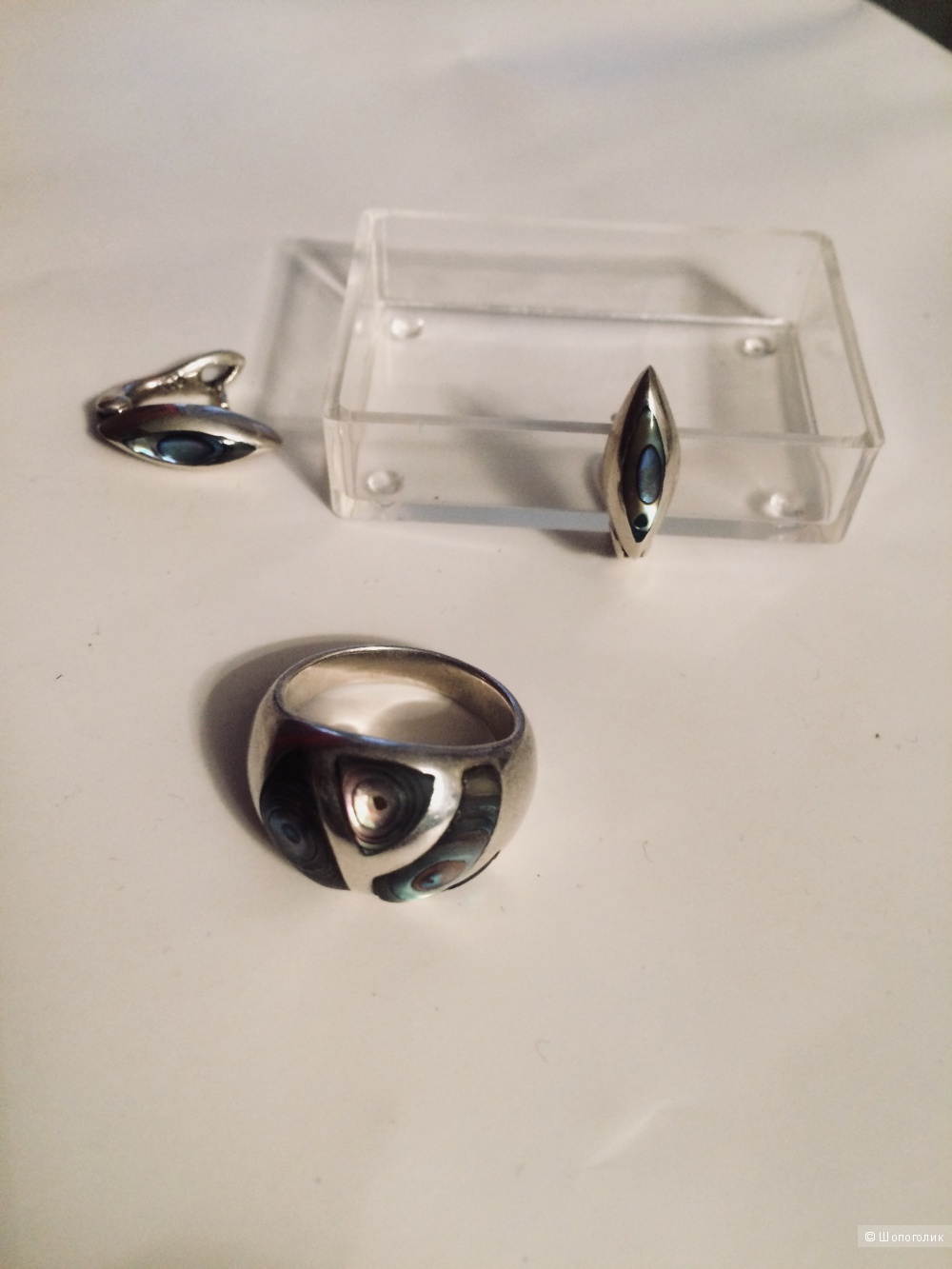 Комплект кольцо и серьги серебро 925 с перламутром