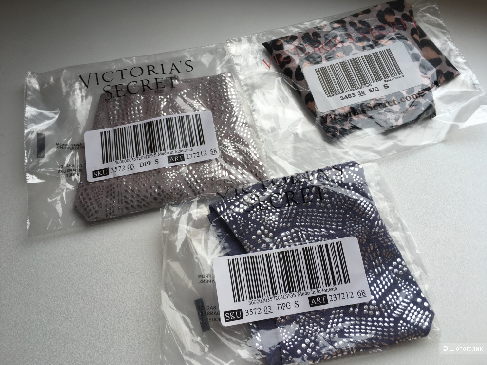 Бесшовные трусики - стринги Victoria's Secret, размер S (сет из 3 штук)