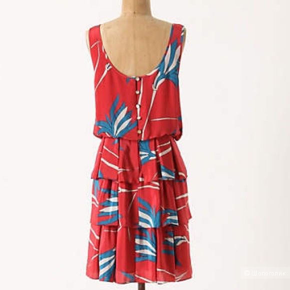 Шелковое платье Anthropologie Ribbon Grass Silk Dress By Sariah Carson, размер 42-44.
