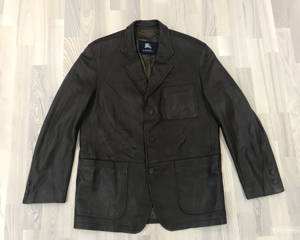 Кожаный пиджак Burberry, размер 48.