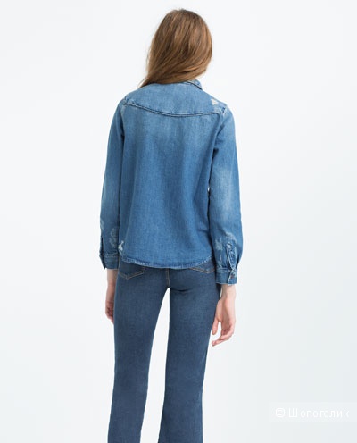 Zara джинсовая рубашка размер XS