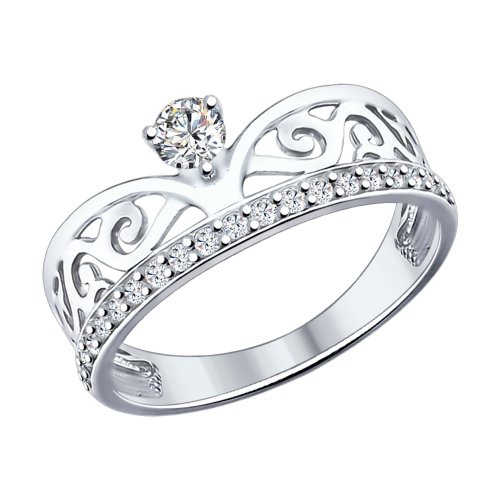 Серебряное кольцо-корона с фианитами от SOKOLOV 17 размер