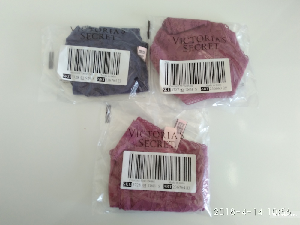 Кружевные трусики Victoria`s Secret маркировка S (комплект из 3х шт)