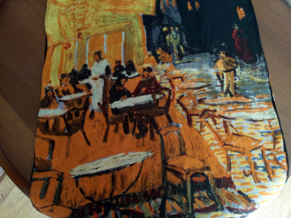 Шарф шелковый, Ван Гог, "Ночное кафе в Арле", 42*150 см.