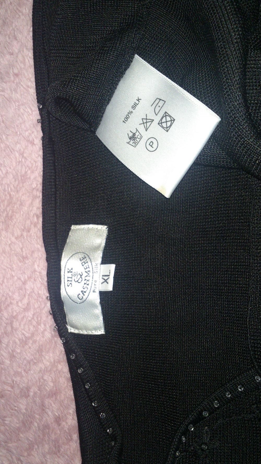 Кофта = футболка SILK & CASHMERE, размер ХL = 50-52-54 (рос) на рост до 164