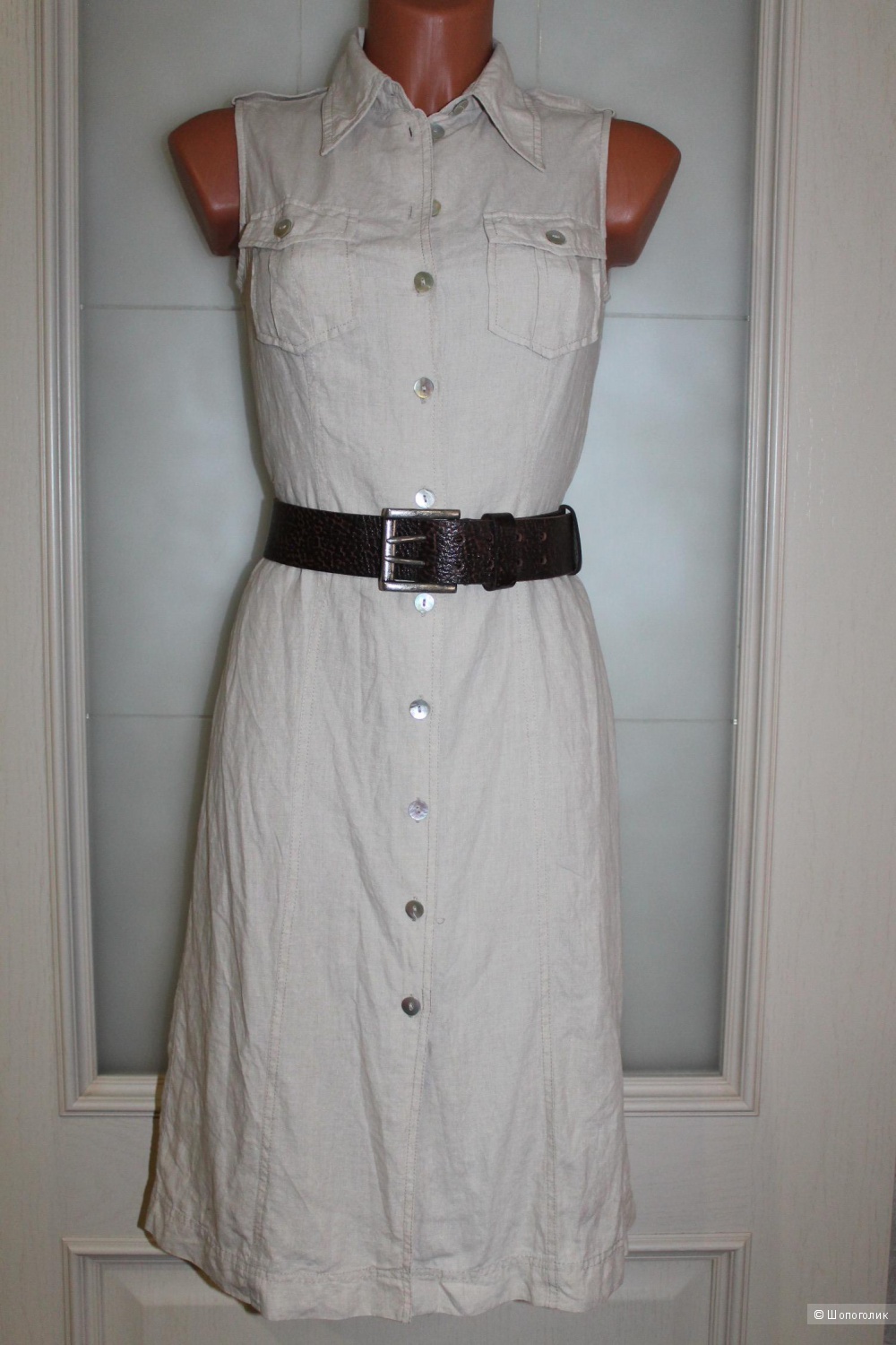 Льняной сарафан-рубашка HENNES, размер 36-38