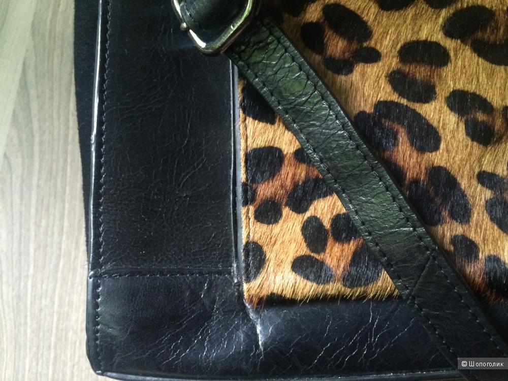 Сумка Urbancode Leather Tote Bag With Leopard Front Pocket