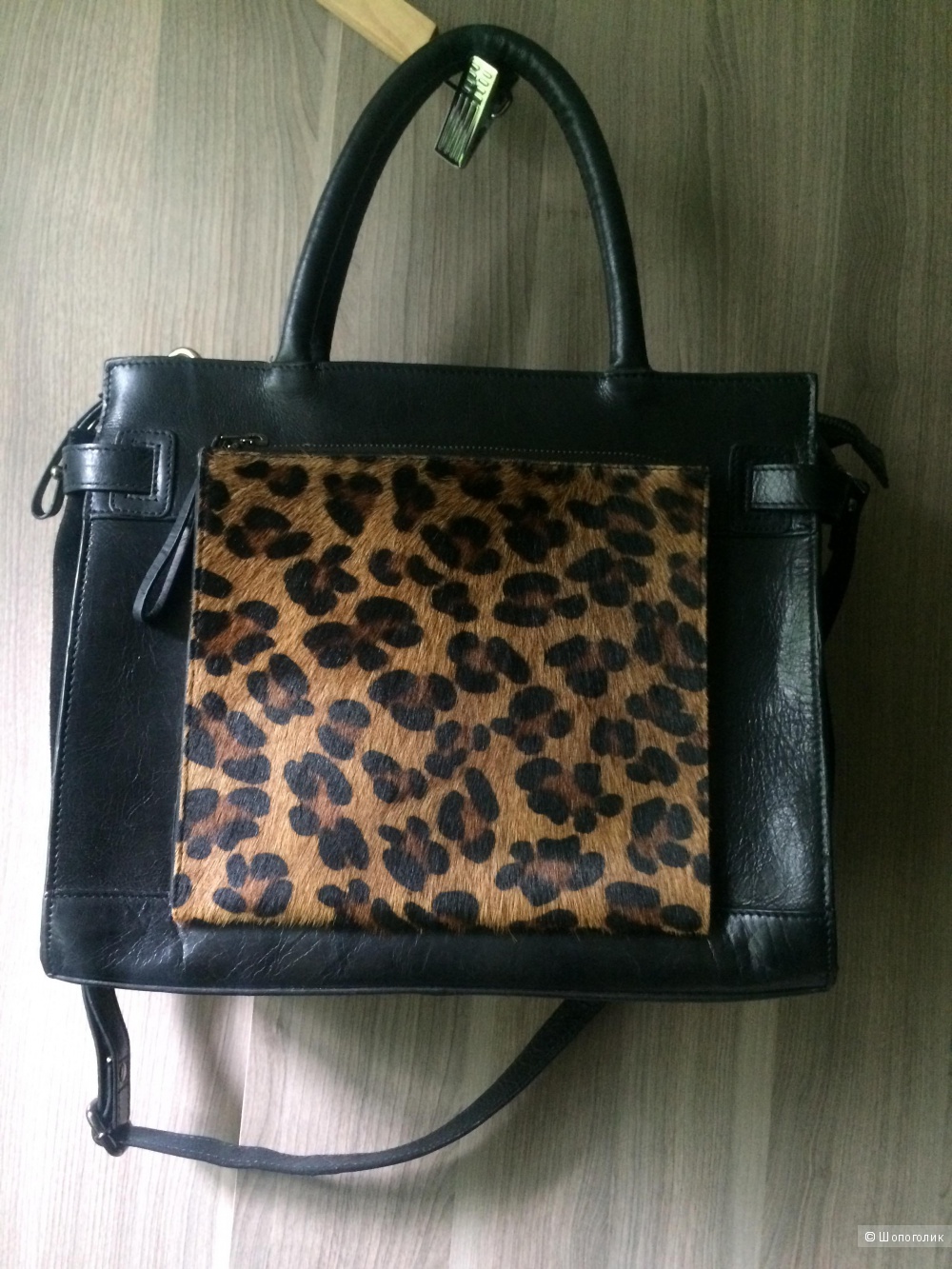 Сумка Urbancode Leather Tote Bag With Leopard Front Pocket