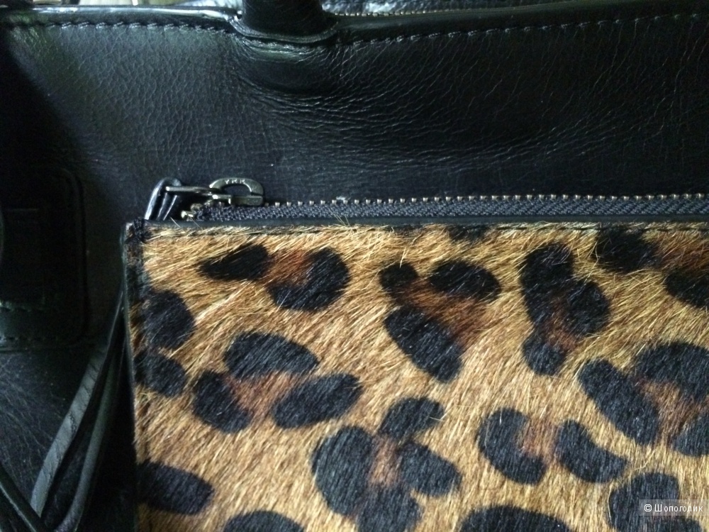 Сумка Urbancode Leather Tote Bag With Leopard Front Pocket