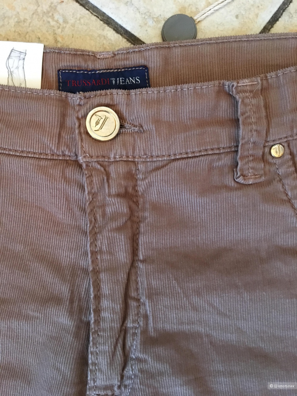 Брюки Trussardi Jeans из микровельвета, размер джинсовый 32