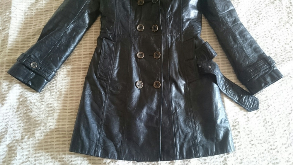 Кожаное пальто Bassanio Осень+Зима с меховой подкладкой размер 42/44