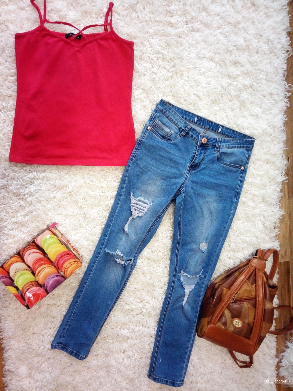 Комплект из джинс Denim Co и топа, размер s(m).