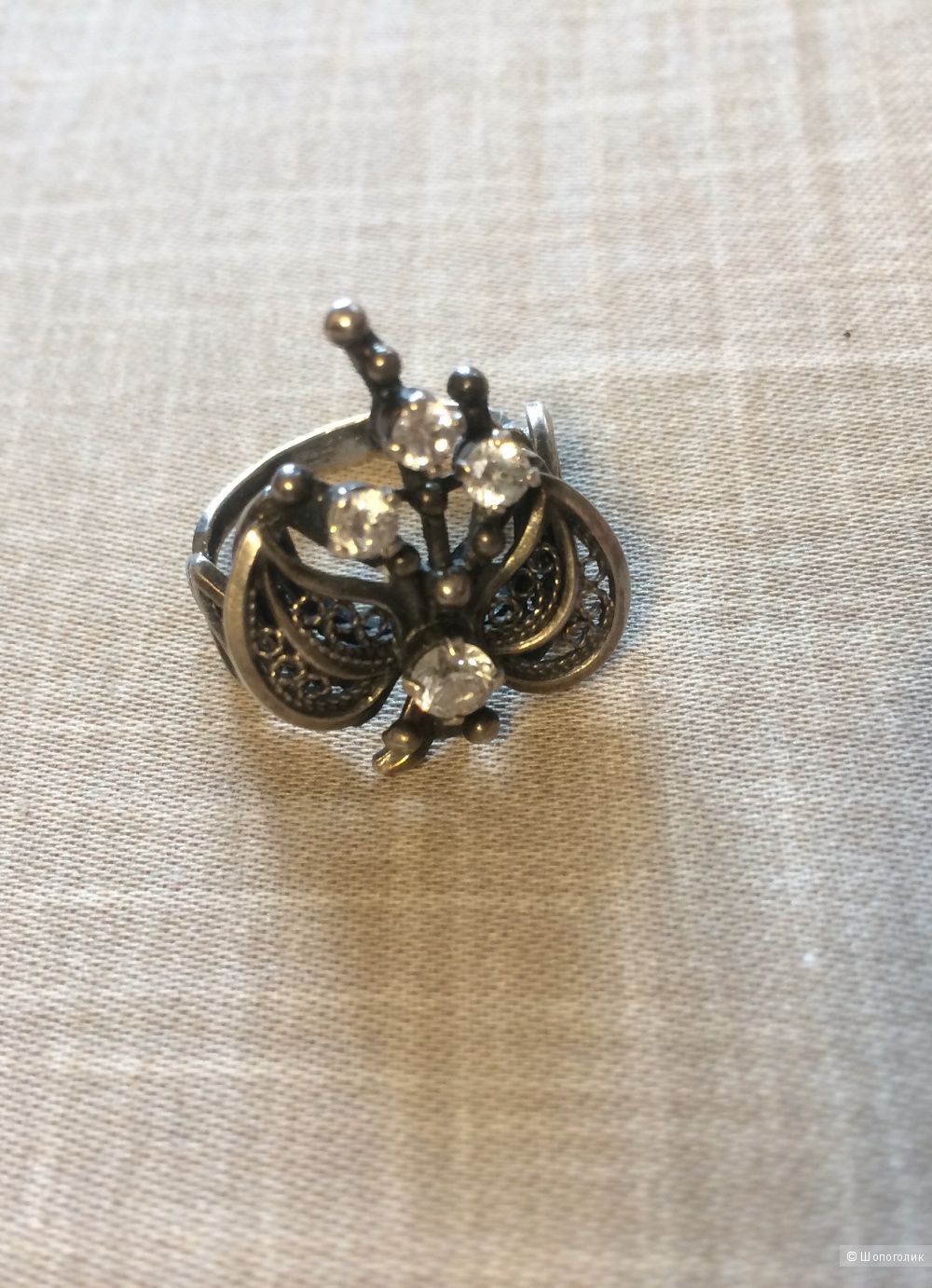 Кольцо и серьги винтаж серебро 875, фианиты