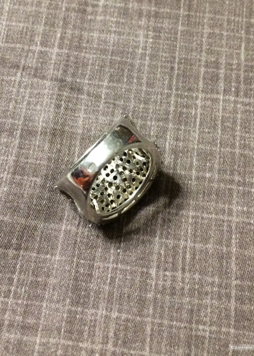 Широкое кольцо серебро 925, родий, размер 18