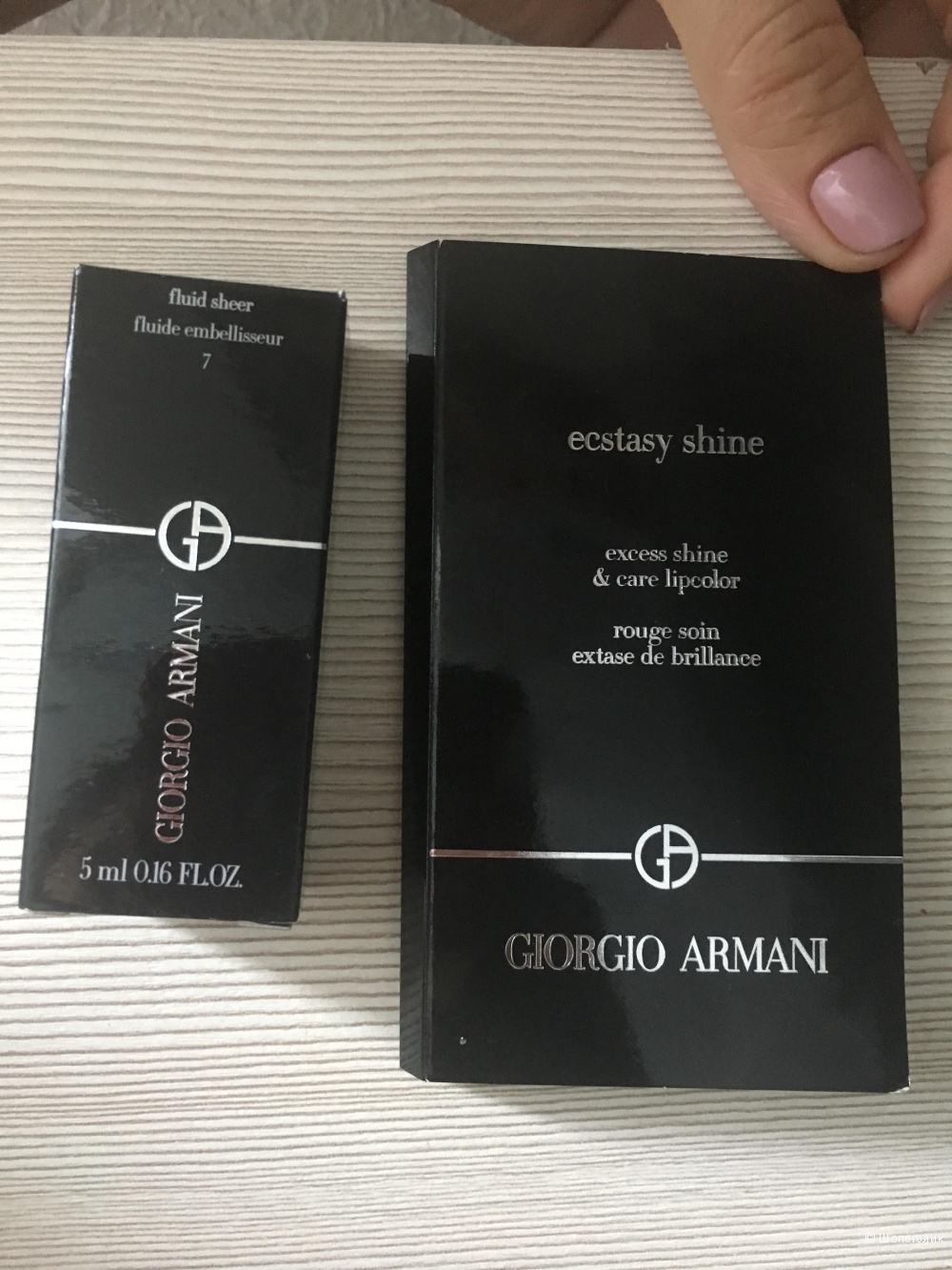 Сет Giorgio Armani fluid sheer 5ml и палетка ecstasy shine 3*0,25
