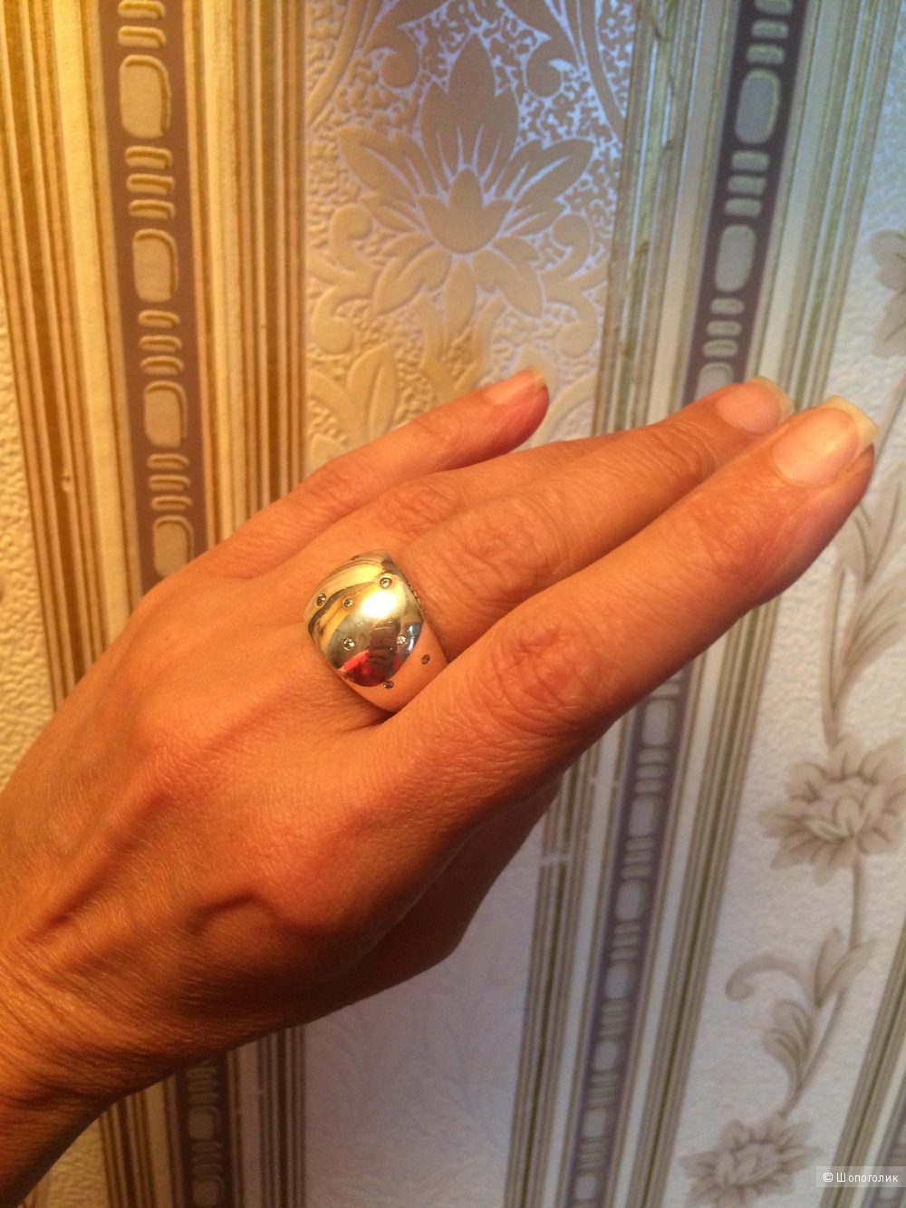 Широкое кольцо серебро 925 вставки фианиты размер 18
