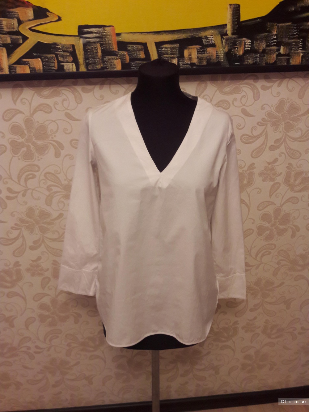 Massimo Dutti: белая хлопковая рубашка, 44-46