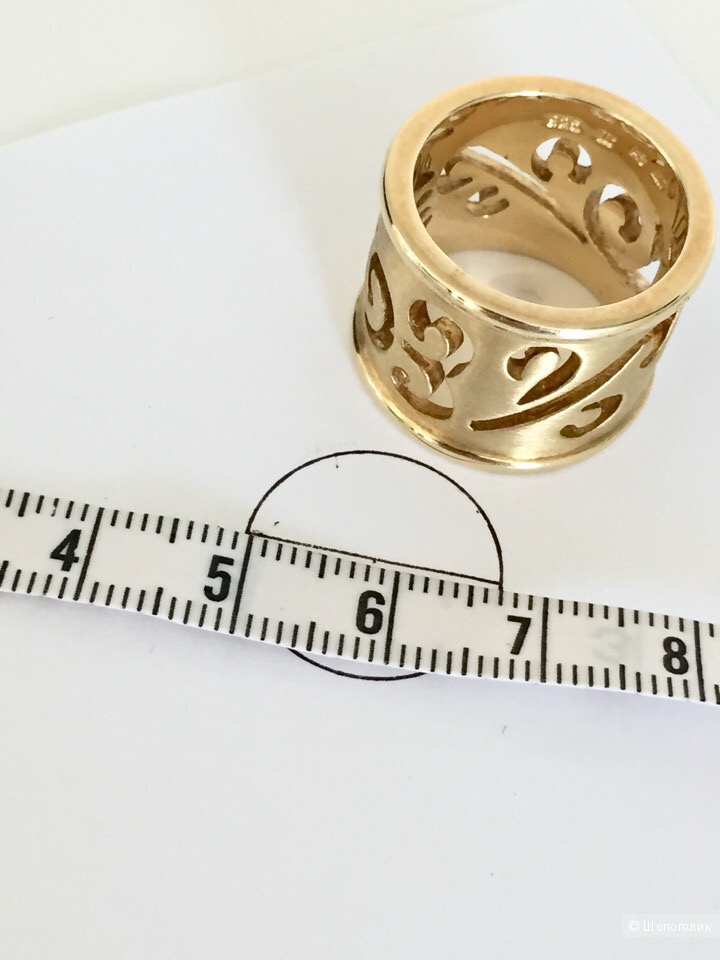Кольцо Apart с рельефным рисунком  из позолоченного стерлингового серебра