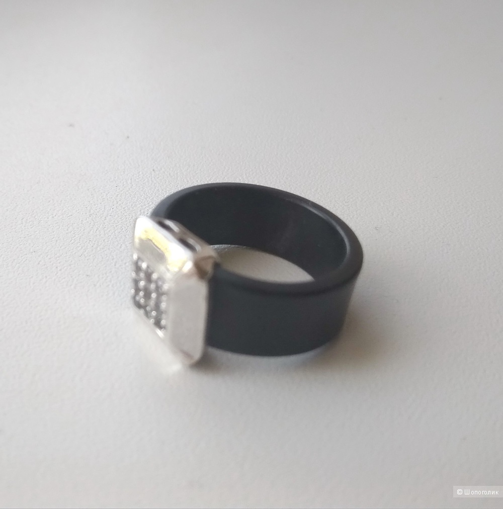 Кольцо серебро 925 проба каучук фианиты размер 16,5