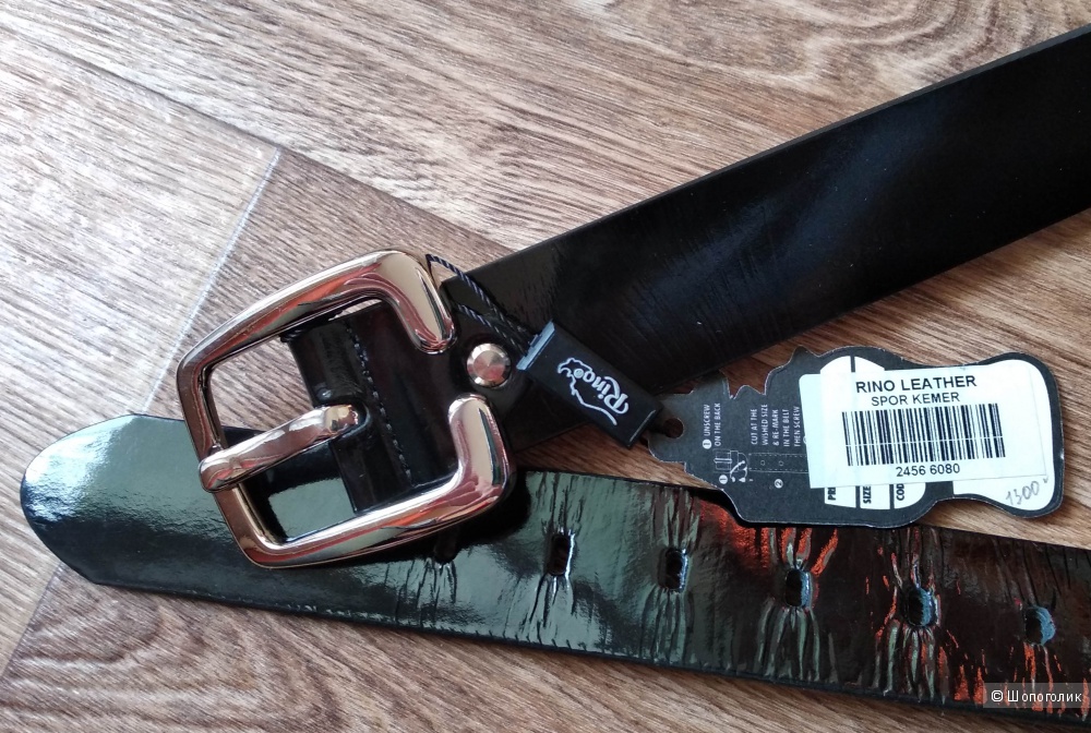Ремень кожаный лаковый, Rino leather (размер регулируемый)