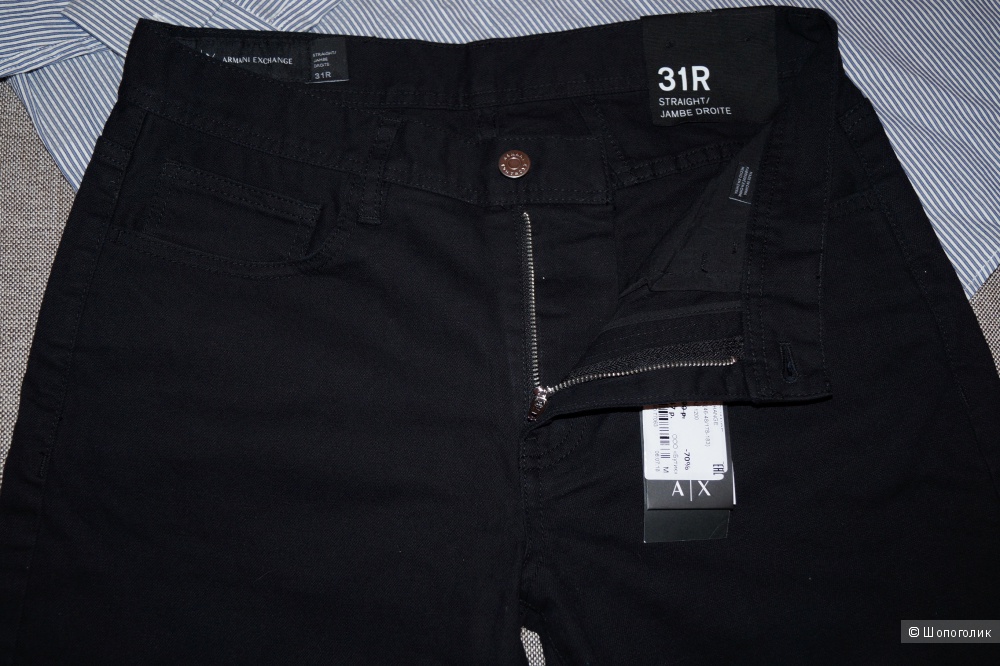 Черные брюки из денима с карманами ARMANI EXCHANGE, размер 31 (46-48)