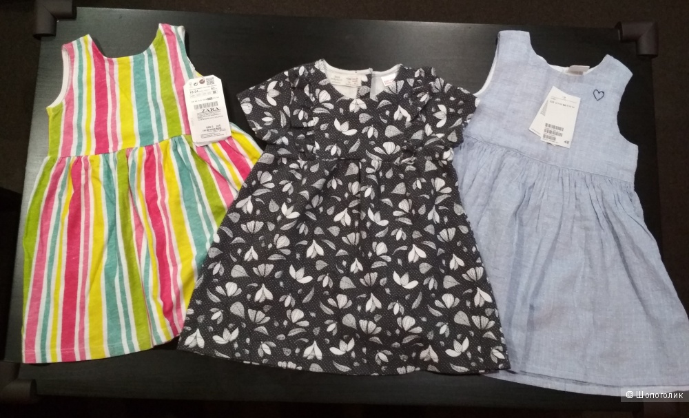 Комплект из трех платьев zara, hm 86-92