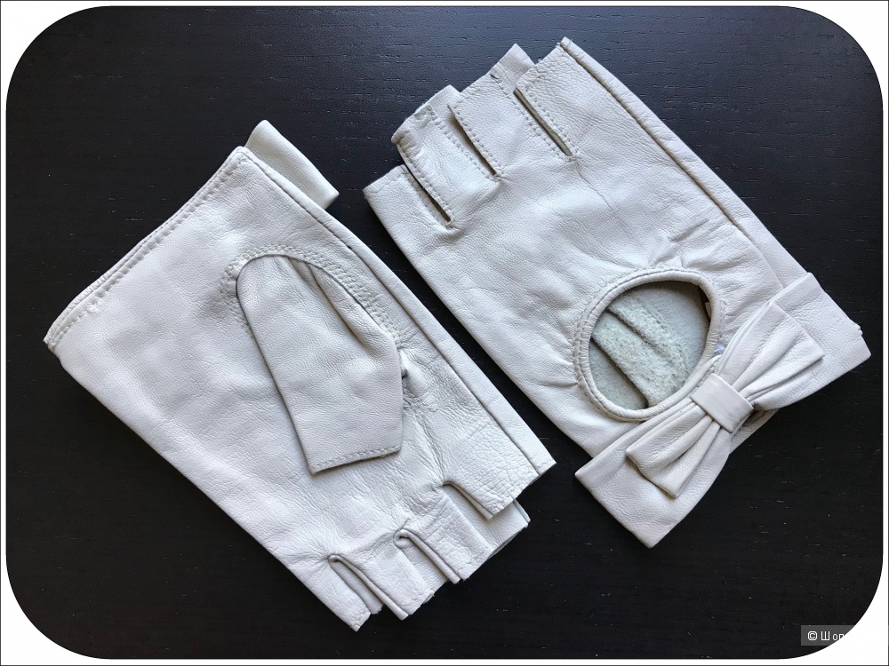 Перчатки - митенки (натуральная кожа), размер 7 (L)