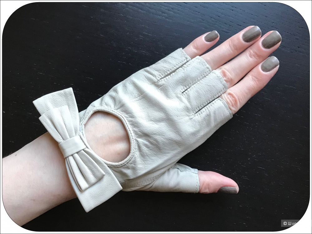 Перчатки - митенки (натуральная кожа), размер 7 (L)